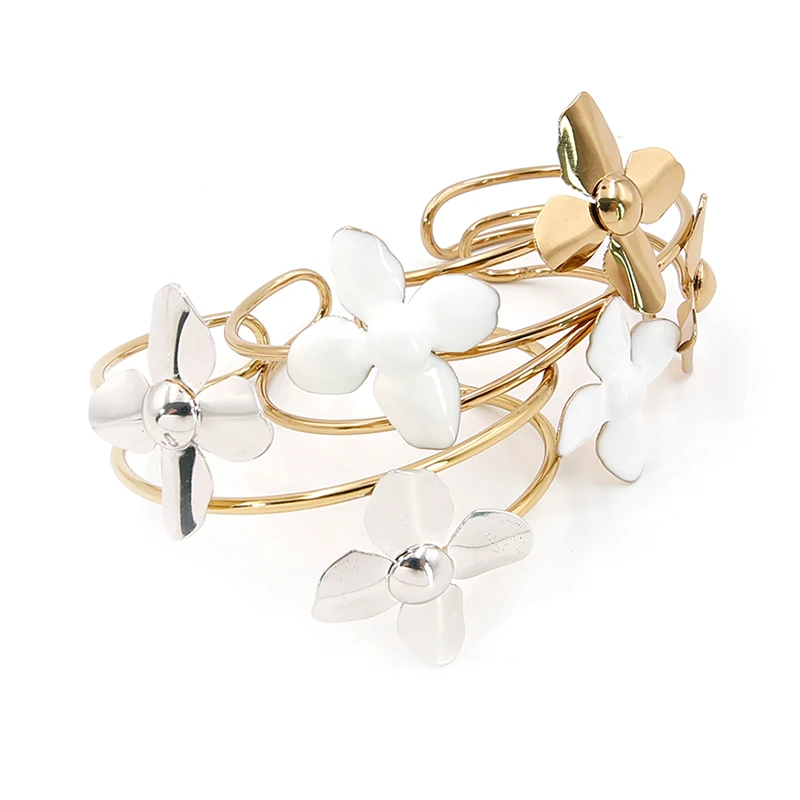 Lucky Four-Leaf Clover Open Bracelet